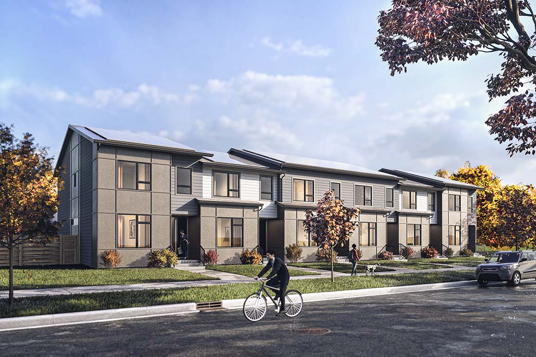 Rendering of ZEN Greystone townhomes in Cochrane, Alberta